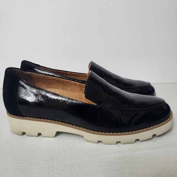Vionic Shoes - Vionic Kensley Black Patent Leather Suede Loafer Shoes Women Size 8 Office Chic